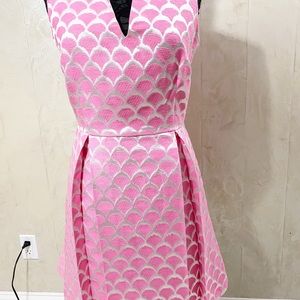 Julie Brown Designs Pink Scallop Metallic Dress